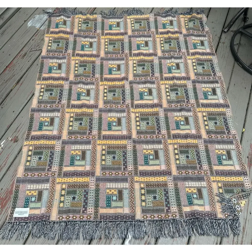 LaneRossi Samarkanda throw Blanket made in Italy Mcm knit geometric colorful art